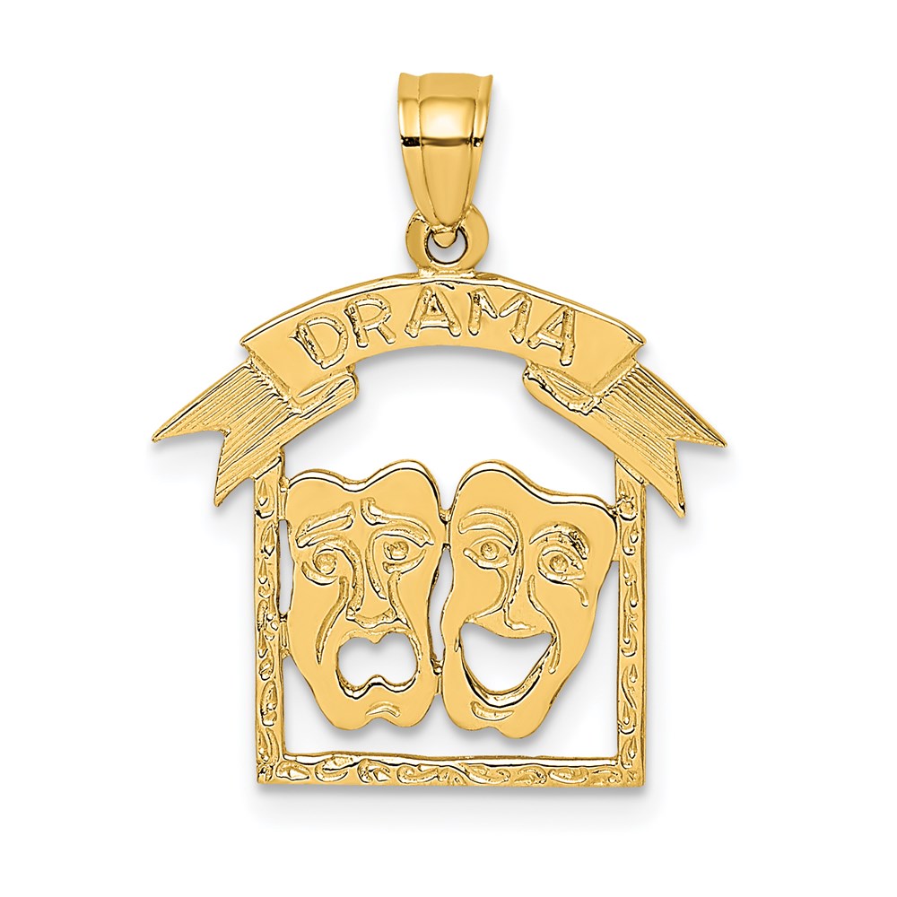 14K Yellow Gold Comedy/Tragedy Drama Story In Frame Charm