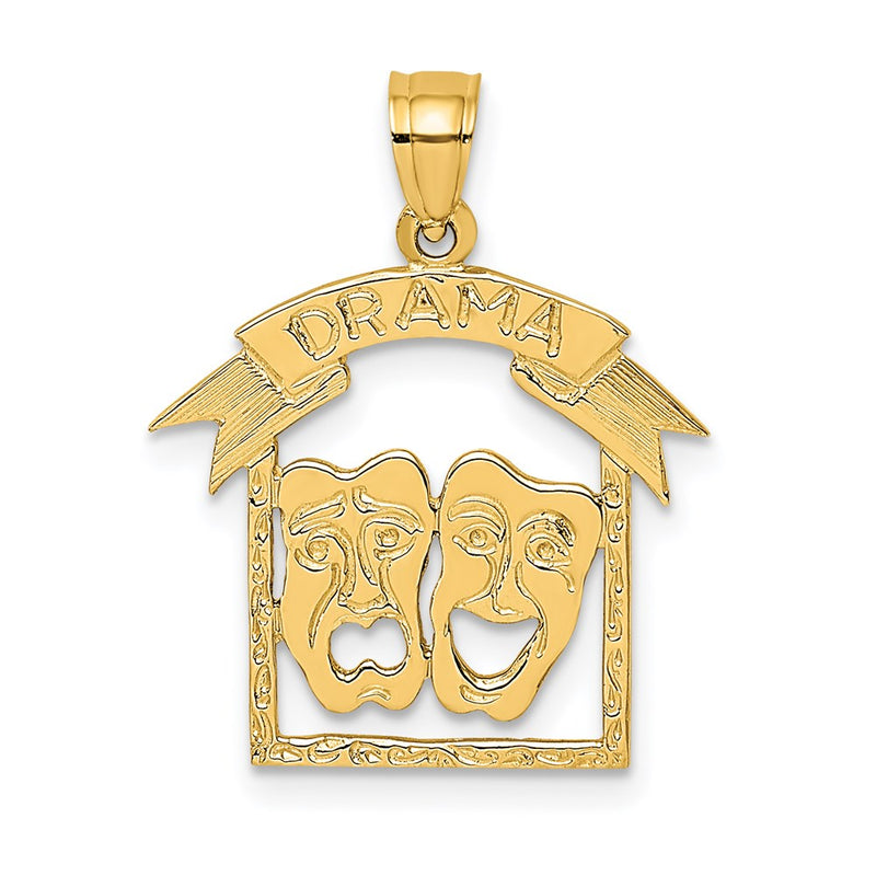 14K Yellow Gold Comedy/Tragedy Drama Story In Frame Charm
