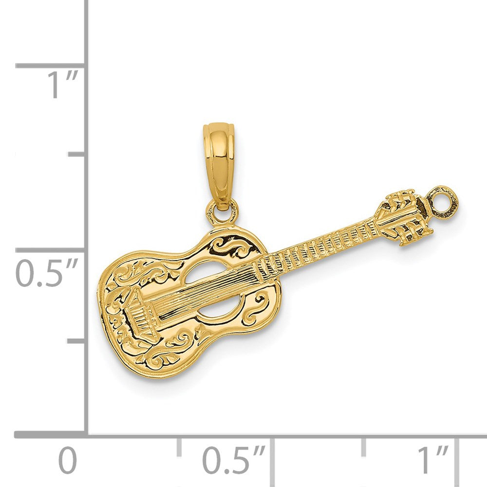14K Yellow Gold Guitar Pendant