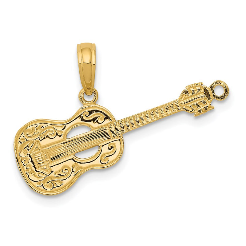 14K Yellow Gold Guitar Pendant