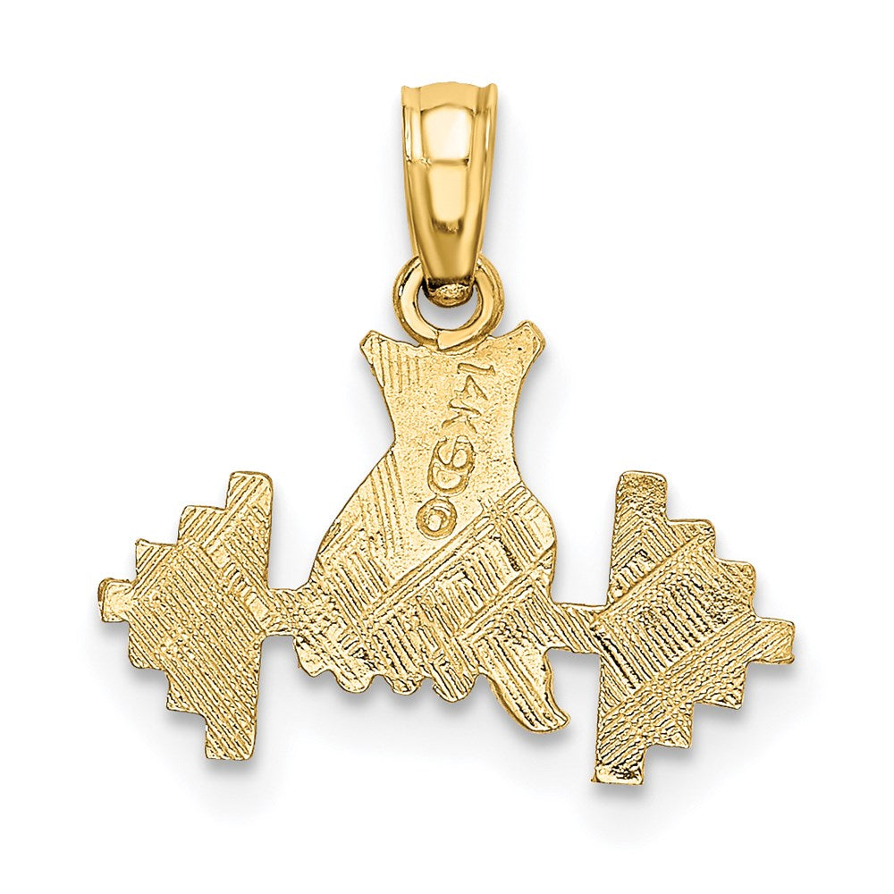 14K Yellow Gold Hand Holding Barbell Charm