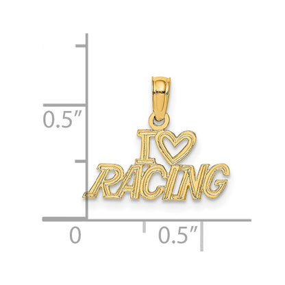 14K Yellow Gold I Heart Racing Charm