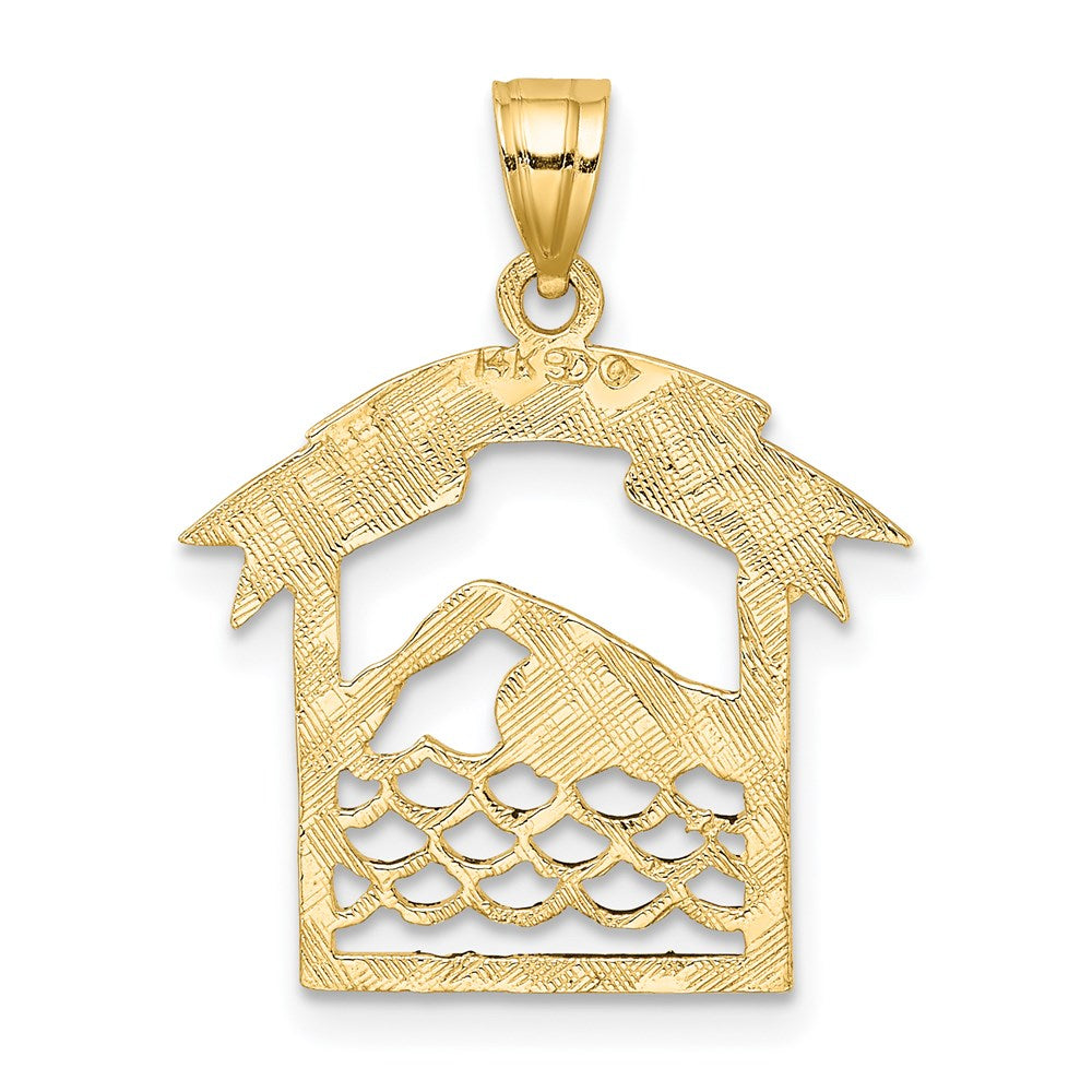 14K Yellow Gold Swimmer In Frame Charm