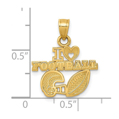 14K Yellow Gold I Heart Football Charm