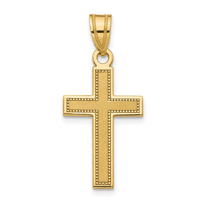 14K Yellow Gold Small Satin Cross Pendant