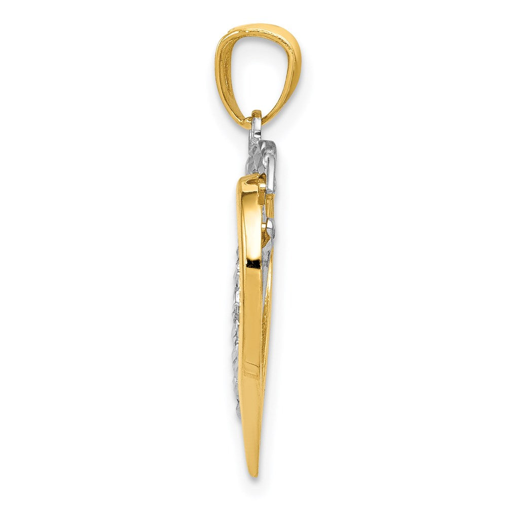 14K Two-Tone Polished Diamond-Cut Intertwined Hearts Pendant
