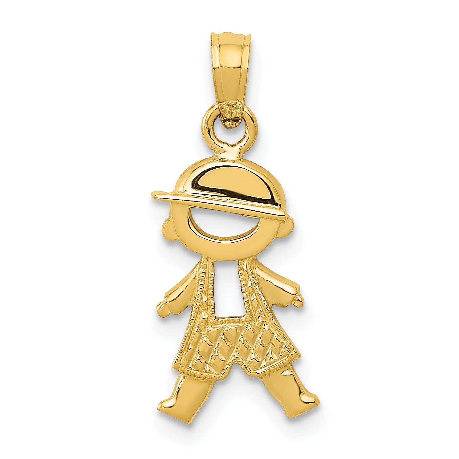 14K Yellow Gold Polished And Textured Boy Pendant