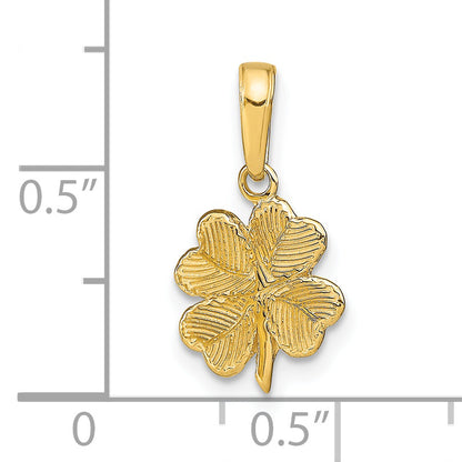 14K Yellow Gold Polished And Textured 4-Leaf Clover Pendant