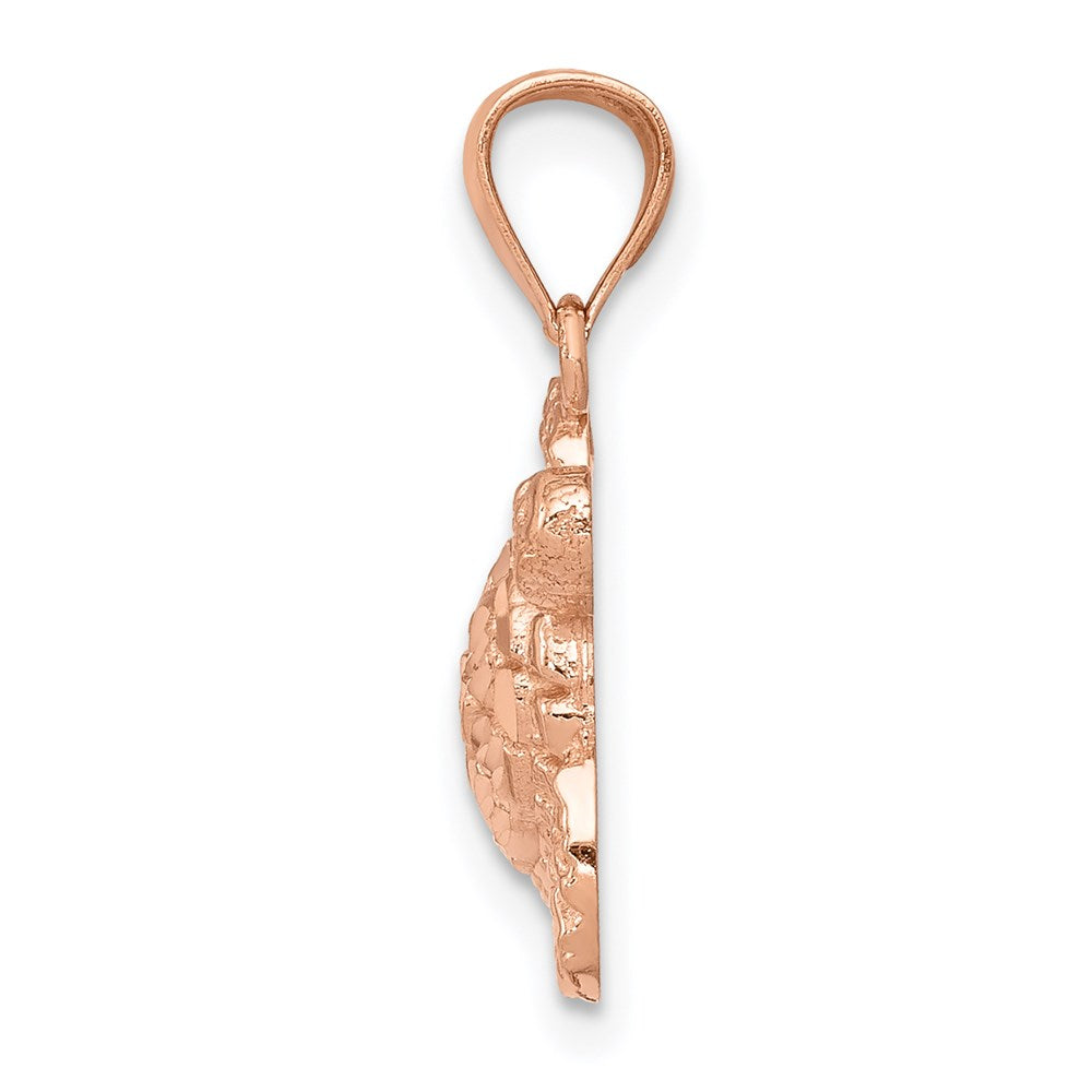 14K Rose Gold Diamond Cut Turtle Pendant