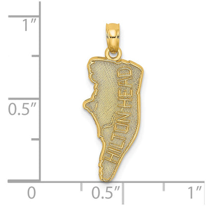 14K Yellow Gold Hilton Head Map Charm