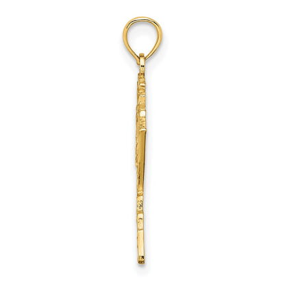 14K Yellow Gold Polished/Textured Alaska Map Charm
