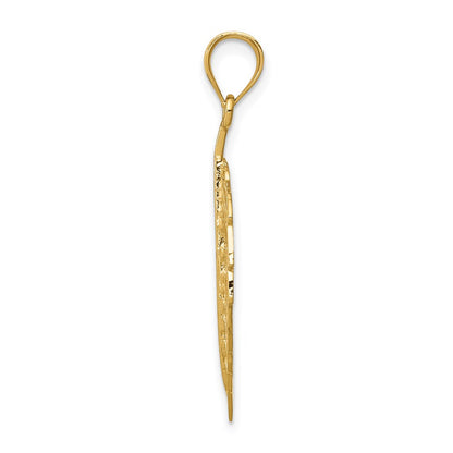 14K Yellow Gold Polished Leaf Pendant