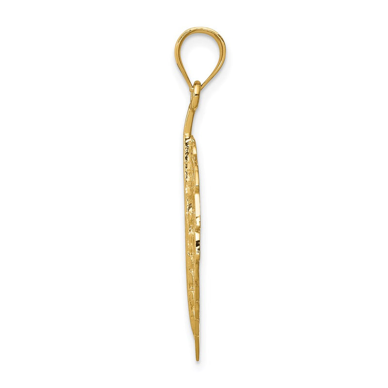 14K Yellow Gold Polished Leaf Pendant