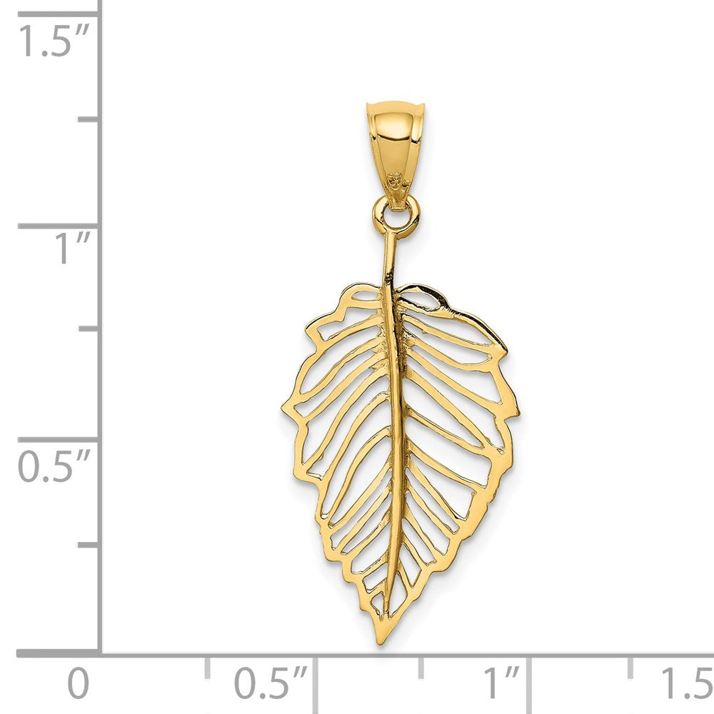14K Yellow Gold Polished Leaf Pendant