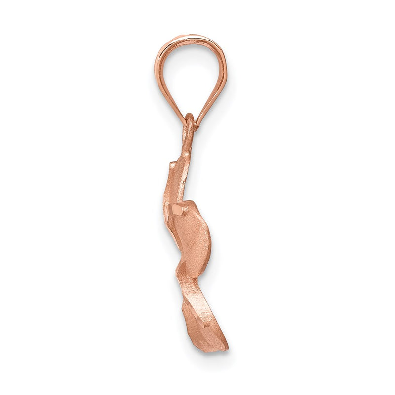 14K Rose Gold Brushed Diamond-Cut Plumeria Pendant