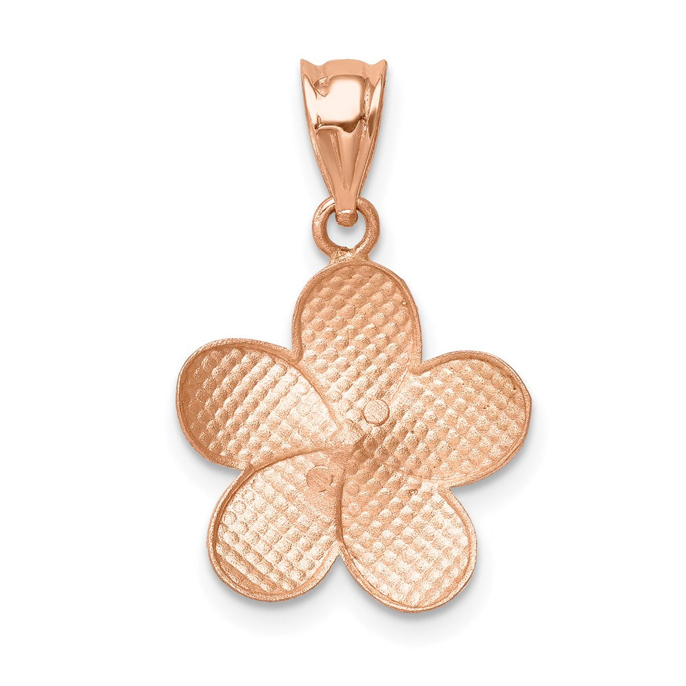 14K Rose Gold Brushed Diamond-Cut Plumeria Pendant
