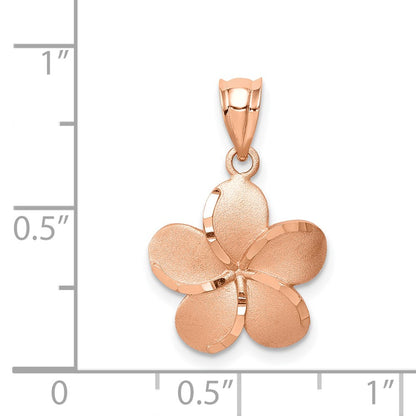 14K Rose Gold Brushed Diamond-Cut Plumeria Pendant