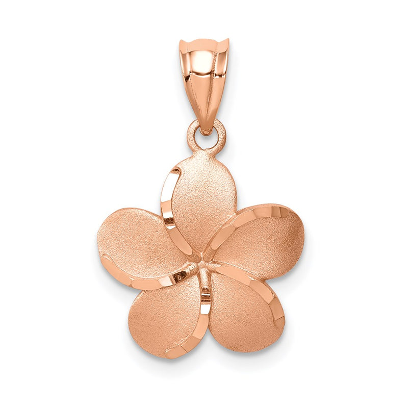 14K Rose Gold Brushed Diamond-Cut Plumeria Pendant
