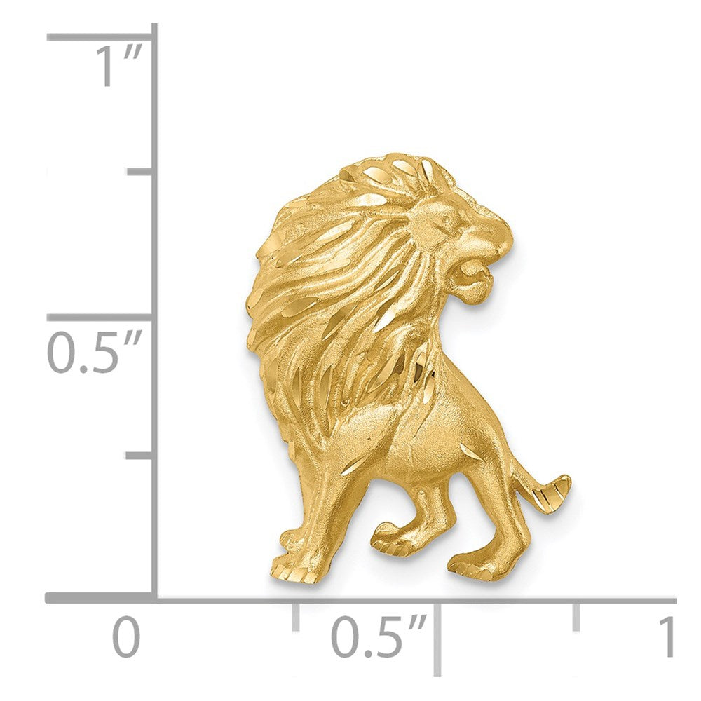14K Yellow Gold Brushed Diamond-Cut Lion Chain Slide