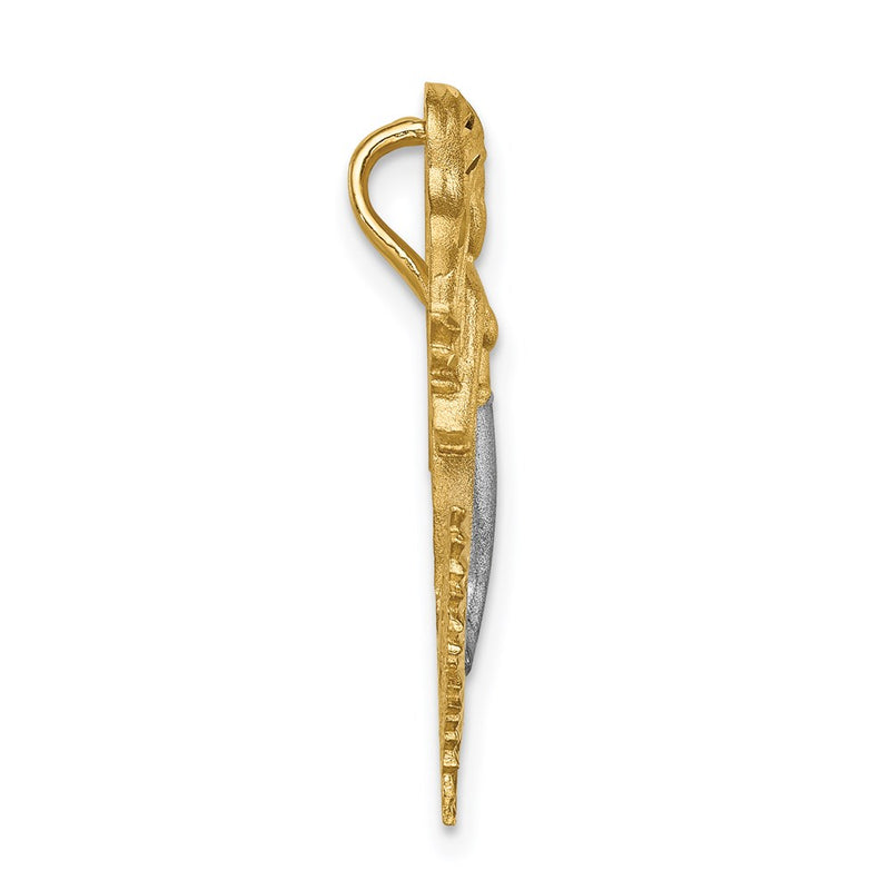 14K Yellow & Rhodium W/White Brushed Diamond-Cut Mermaid Chain Slide