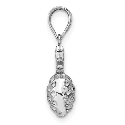 14K White Gold Polished 3D Pineapple Pendant
