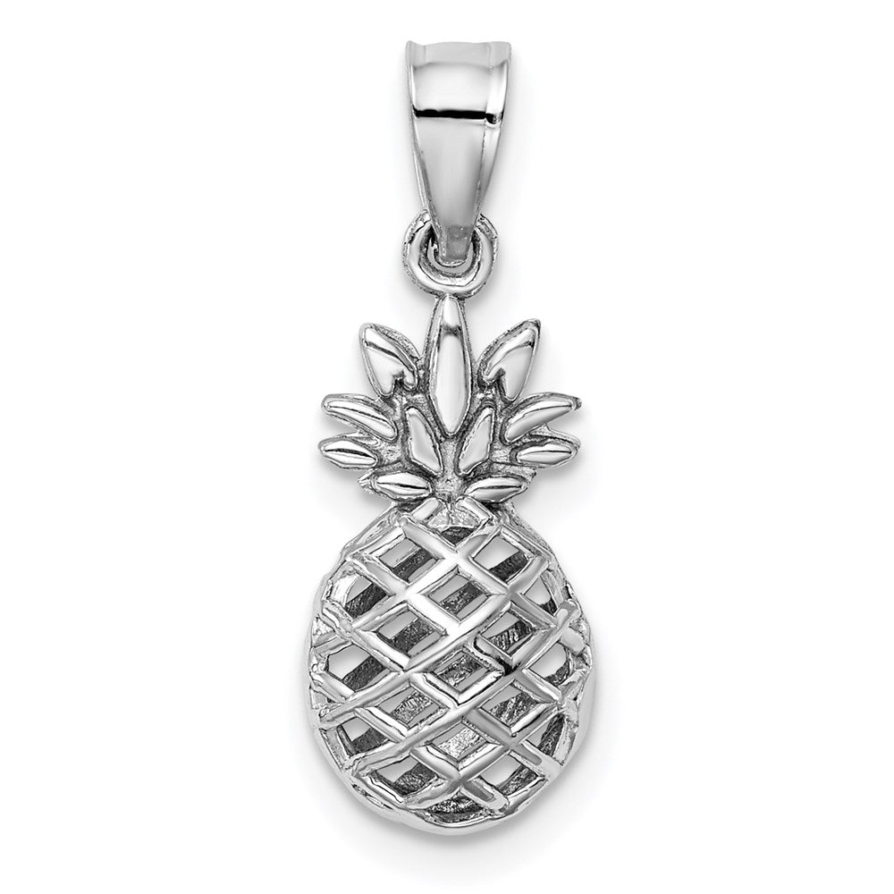14K White Gold Polished 3D Pineapple Pendant