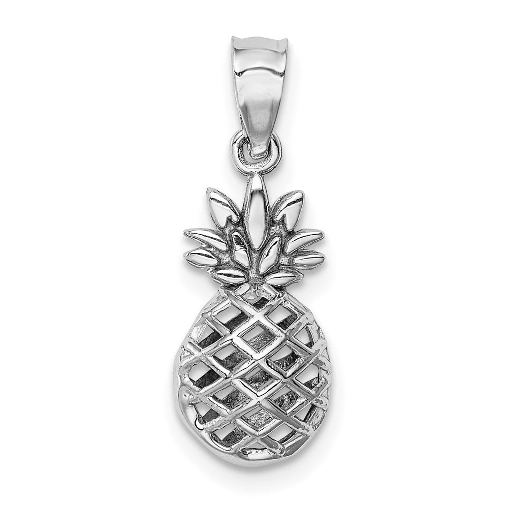 14K White Gold Polished 3D Pineapple Pendant