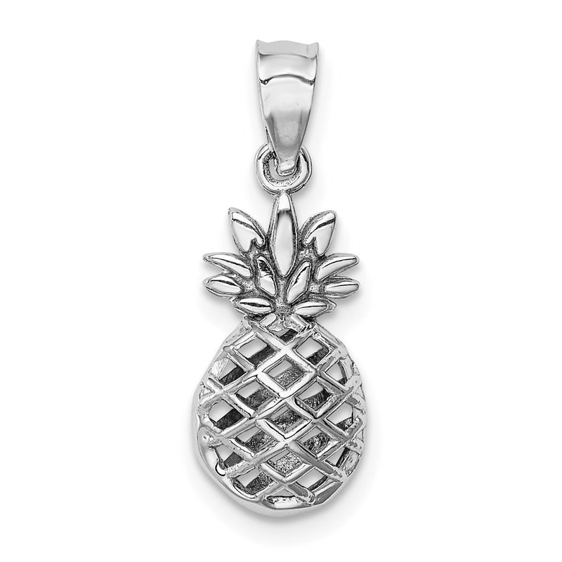 14K White Gold Polished 3D Pineapple Pendant