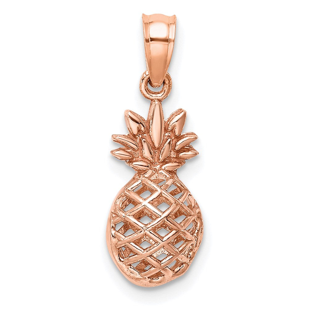 14K Rose Gold Polished 3D Pineapple Pendant