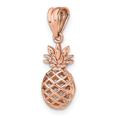 14K Rose Gold Polished 3D Pineapple Pendant