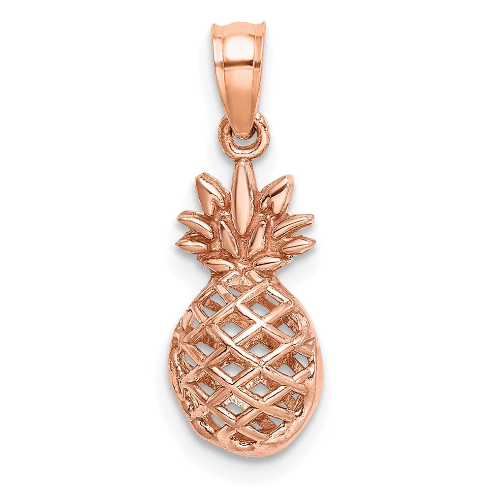 14K Rose Gold Polished 3D Pineapple Pendant