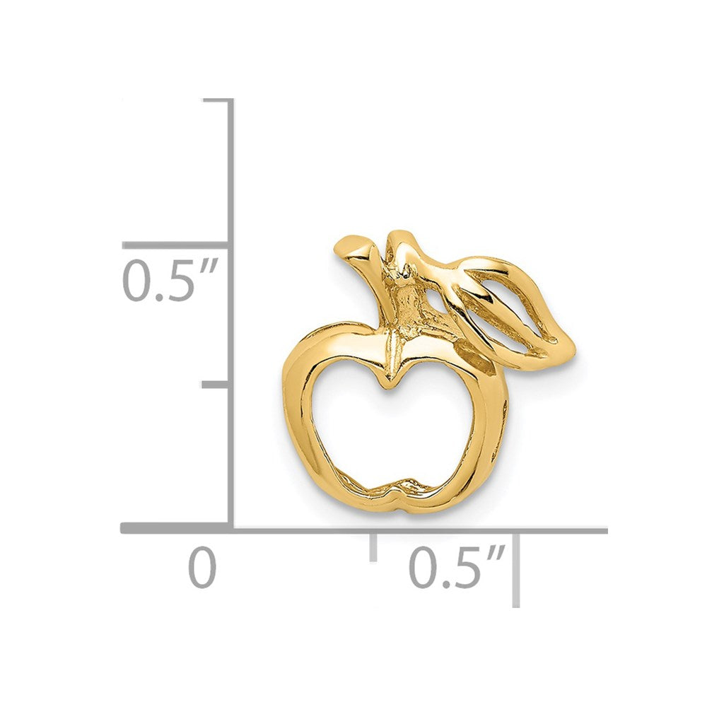 14K Yellow Gold Polished Cut-Out Apple Chain Slide