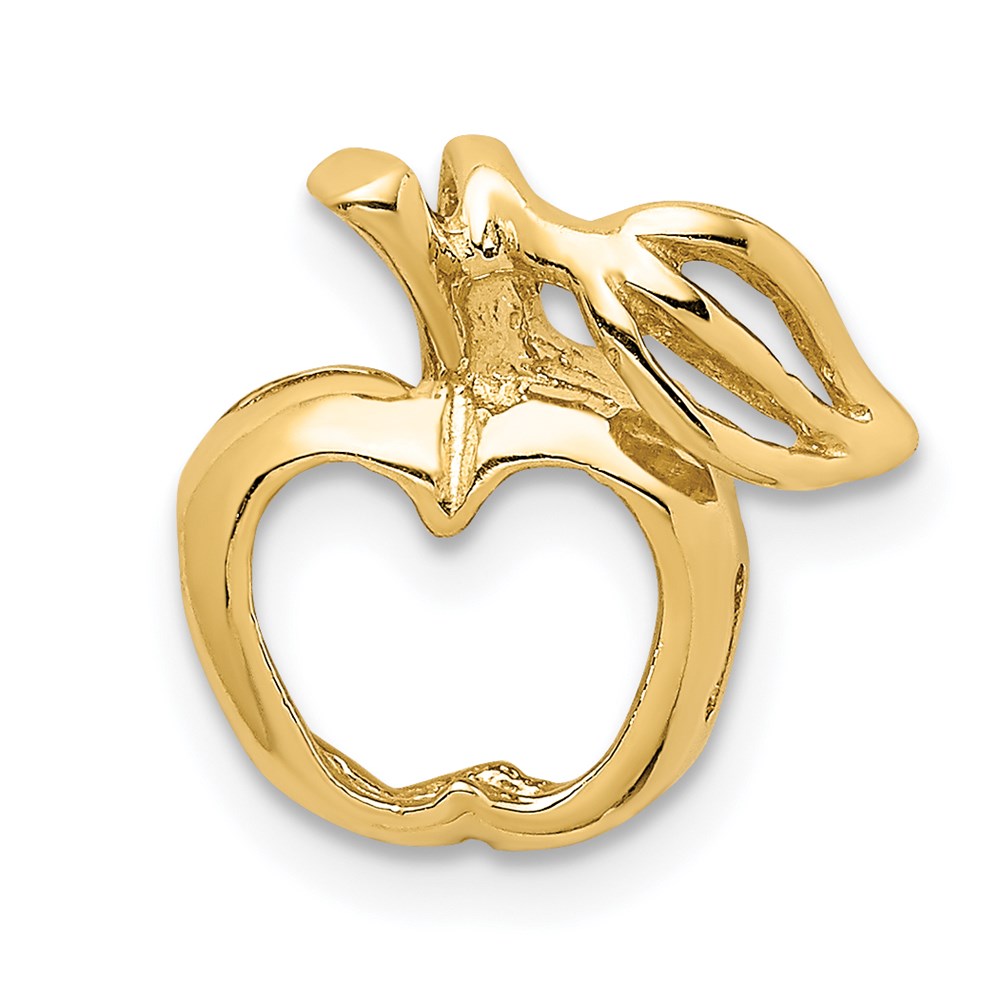 14K Yellow Gold Polished Cut-Out Apple Chain Slide
