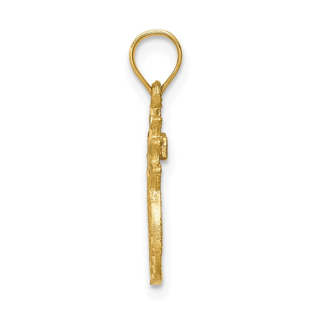 14K Yellow Gold Brushed & Diamond-Cut Pineapple Pendant