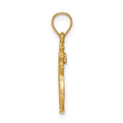 14K Yellow Gold Brushed & Diamond-Cut Pineapple Pendant
