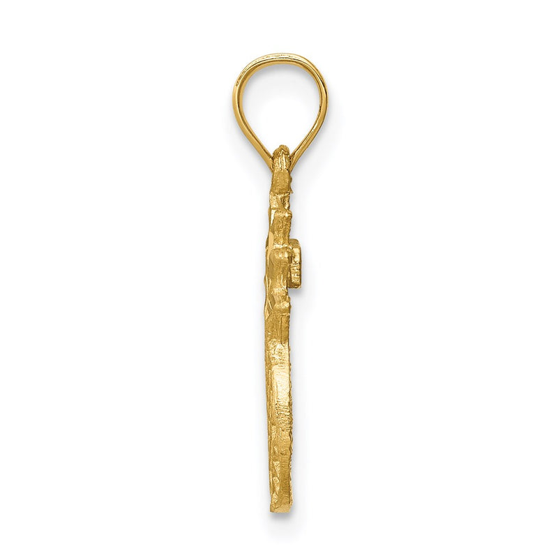 14K Yellow Gold Brushed & Diamond-Cut Pineapple Pendant