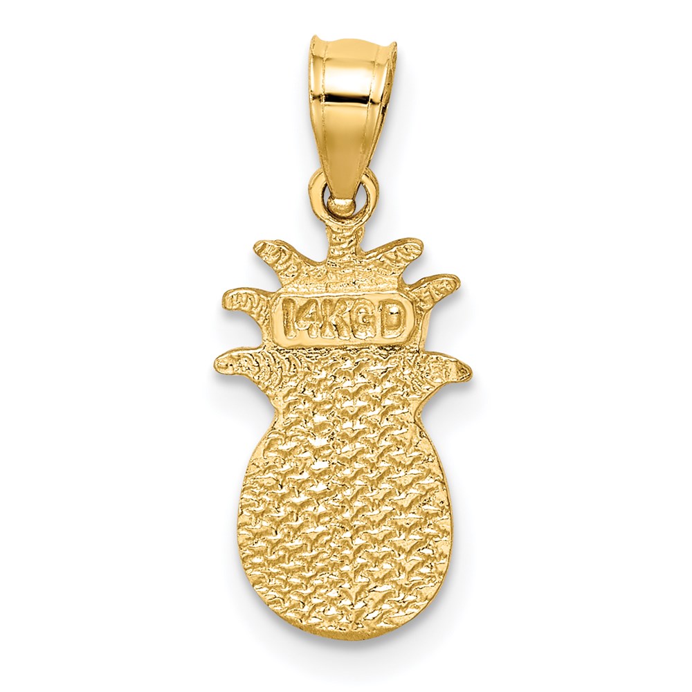 14K Yellow Gold Brushed & Diamond-Cut Pineapple Pendant