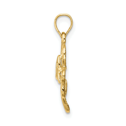 14K Yellow Gold Polished Trinity Clover Pendant