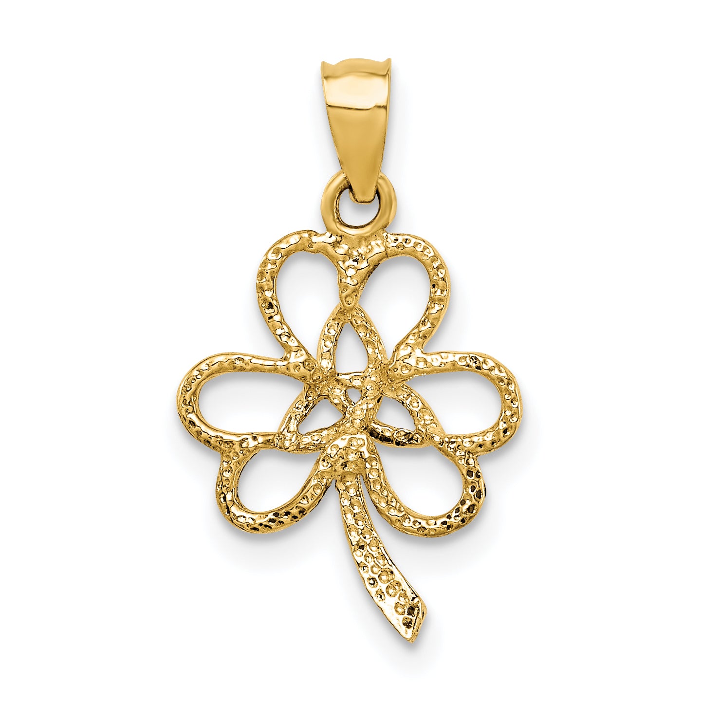 14K Yellow Gold Polished Trinity Clover Pendant