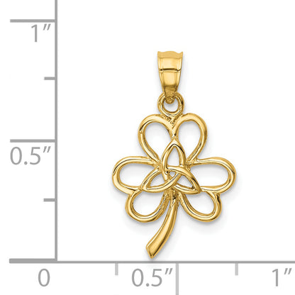 14K Yellow Gold Polished Trinity Clover Pendant