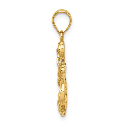 14K Yellow Gold Polished Anchor & Chain Pendant