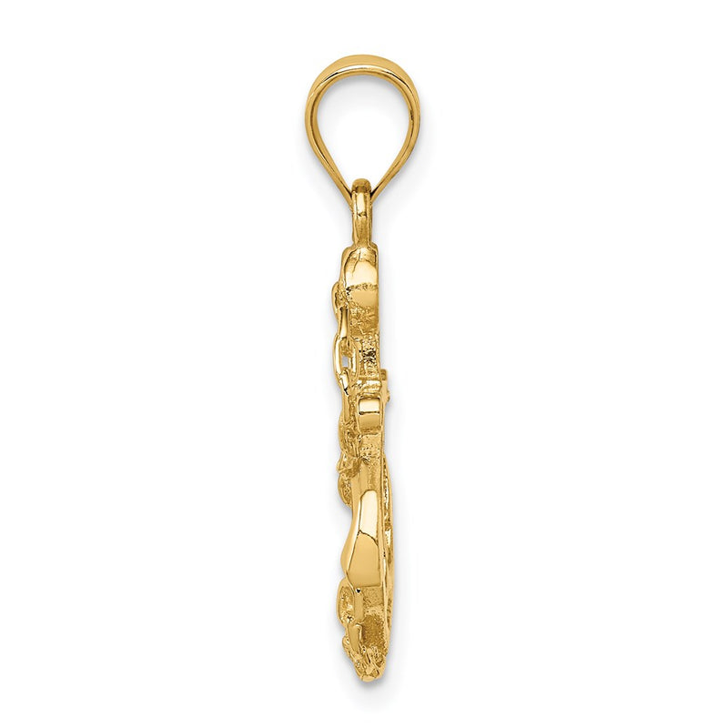 14K Yellow Gold Polished Anchor & Chain Pendant