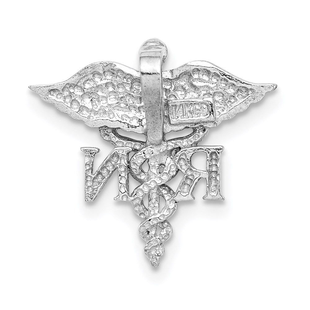 14K White Gold Polished Rn Medical Chain Slide