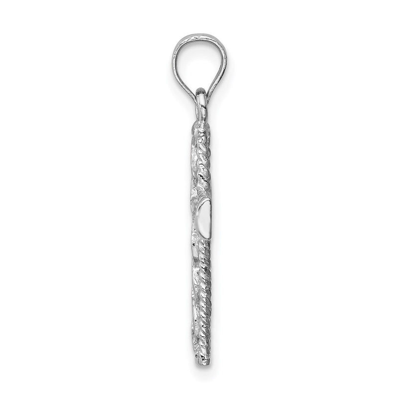 14K White Gold Polished Braided Cross Pendant