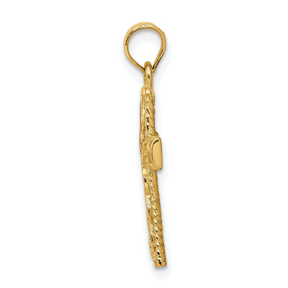 14K Yellow Gold Polished Braided Cross Pendant