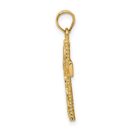 14K Yellow Gold Polished Braided Cross Pendant