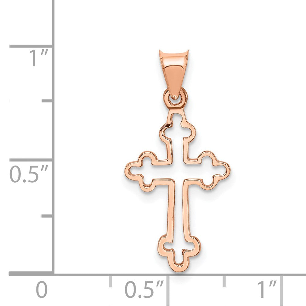 14K Rose Gold Polished Cross Pendant