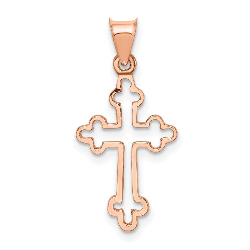14K Rose Gold Polished Cross Pendant