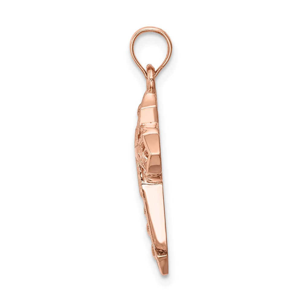 14K Rose Gold Polished Cross Pendant