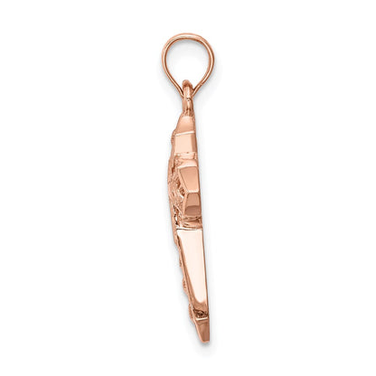 14K Rose Gold Polished Cross Pendant